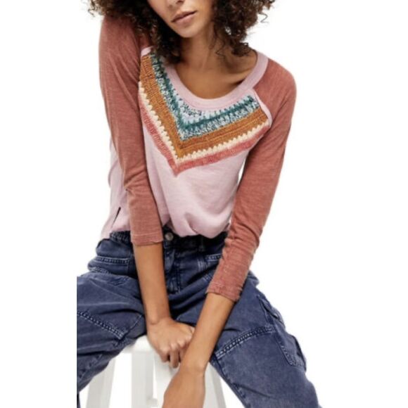 Free People Tops - WE THE FREE Spring Bound Long Sleeve Mauve Moose Combo, Sz S